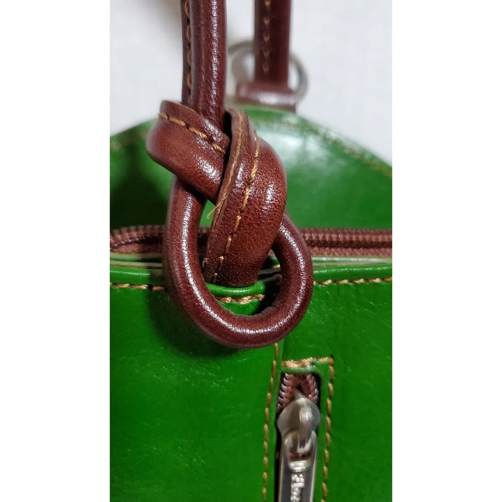 Florence Made In Italy Green Leather Convertible Backpack Shoulder Bag new - Picture 5 of 16